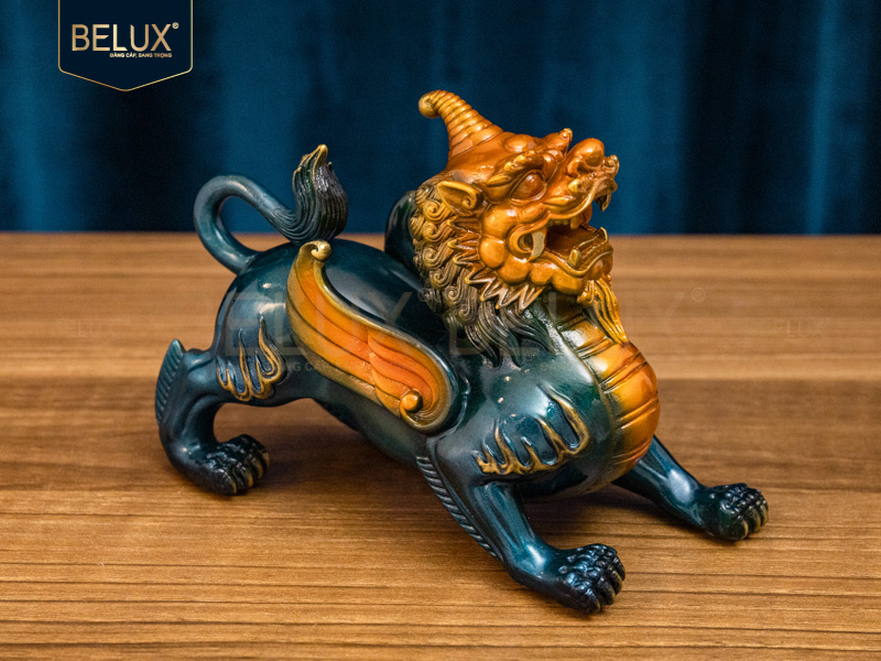 Đôi tượng tỳ hưu bằng đồng decor dài 18cm